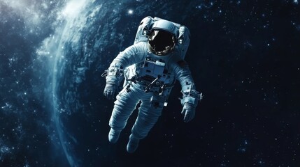 Astronaut Floating in Space with Earth in the Background