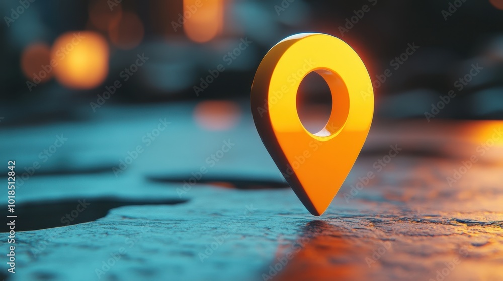 Poster a bold 3d navigation icon with a pointer and location marker, suspended in a virtual space, symboliz