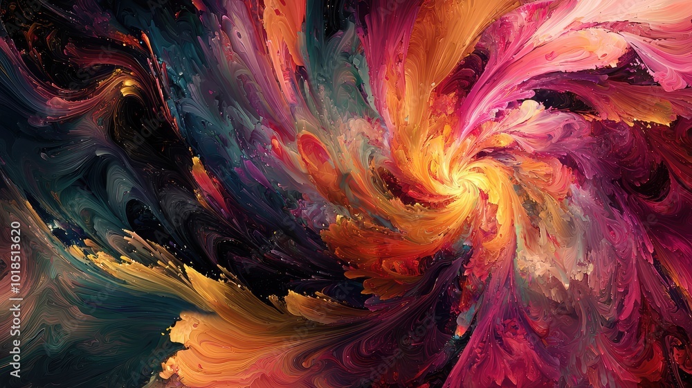 Poster a vibrant swirl of colors creating an abstract masterpiece, perfect for backgrounds and digital art 