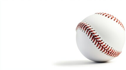 a baseball ball clipart, sports object, photorealistic, white with red stitching, isolated on white background