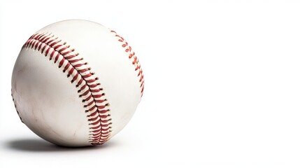 a baseball ball clipart, sports object, photorealistic, white with red stitching, isolated on white background