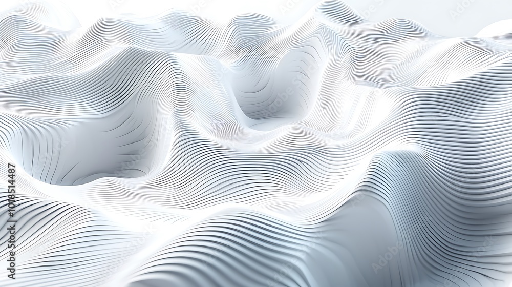 Poster abstract white wavy lines 3d pattern background design