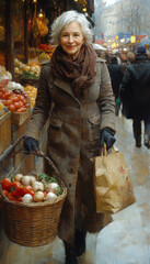 Elder Woman Shopping  Produce