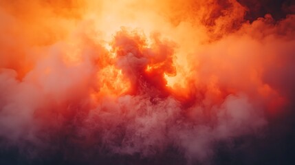 Abstract Orange Smoke Background with Dramatic Light Effects