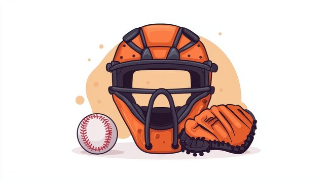 recommend clip art: a baseball catcher s gear clipart, full protective equipment, flat design, isolated on white background
