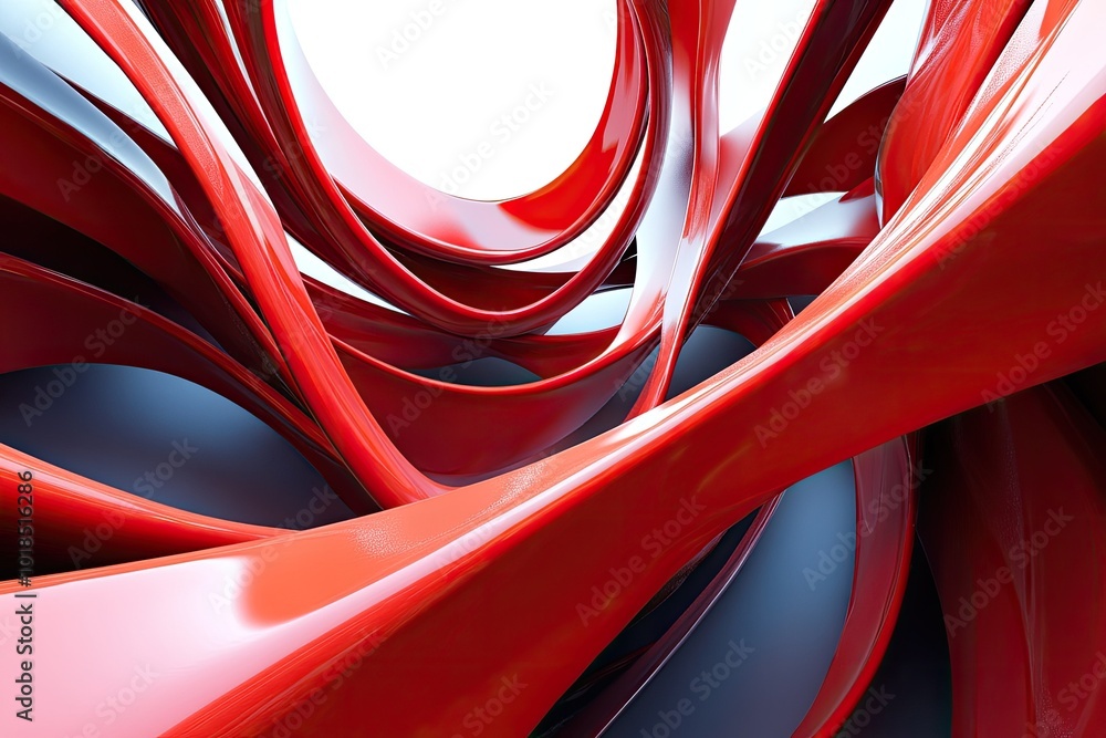 Poster abstract red curves create a dynamic and vivid visual experience, evoking energy and movement in a c