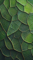 Fototapeta premium Close-up of vibrant green leaves showcasing intricate textures and patterns, perfect for nature and design themes.