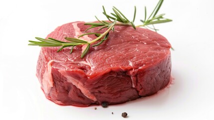 Raw Beef Steak with Rosemary and Peppercorns