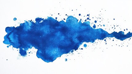 vibrant blue watercolor stain spread across a clean white background, creating an artistic splash that evokes creativity and a sense of freedom in expression