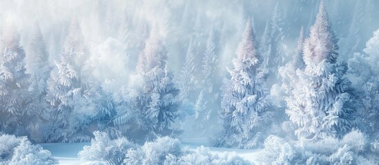 Fototapeta premium Winter Forest Landscape with Snow Covered Trees