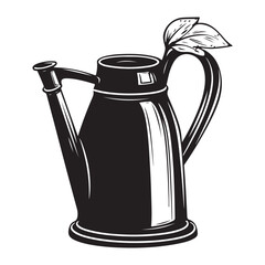Watering Can Silhouette Clipart Vector Illustration on a White Background