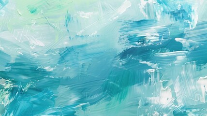 Abstract Turquoise and White Brushstroke Painting