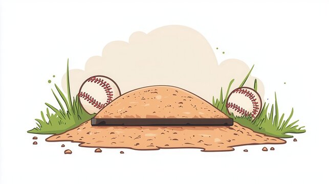recommend clip art: a baseball pitcher s mound clipart, sports field element, 2D vector, isolated on white background
