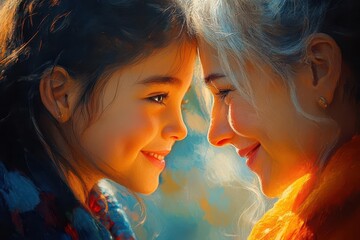 joyful child meeting a caregiver radiating happiness and warmth the scene captures an intimate moment of connection and trust with bright inviting colors enhancing the sense of comfort and care