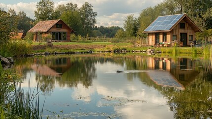 Obraz premium Serene Rural Eco Retreat with Sustainable Features