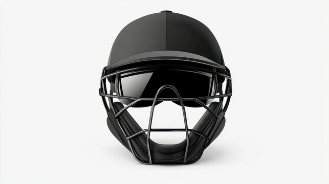 recommend clip art: a baseball umpire mask clipart, protective gear, 3D vector, black metal and padding, isolated on white background