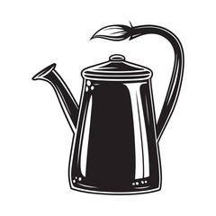 Watering Can Silhouette Clipart Vector Illustration on a White Background