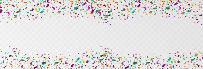 Vector confetti png. Confetti falls from the sky. Glittering confetti on a transparent background. Holiday, birthday.