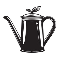 Watering Can Silhouette Clipart Vector Illustration on a White Background
