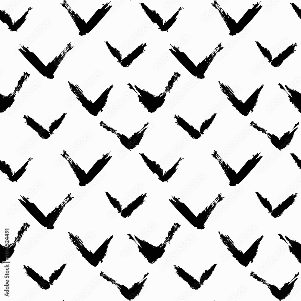 Aufkleber vector swoosh pattern. seamless black and white brush stroke background. abstract birds print with d