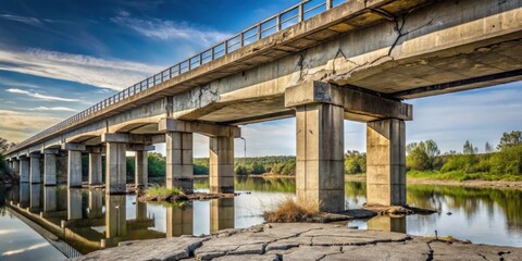 Obraz premium Decaying concrete bridge structure with visible cracks , decay, bridge, concrete, cracks, infrastructure, deteriorating, weathered