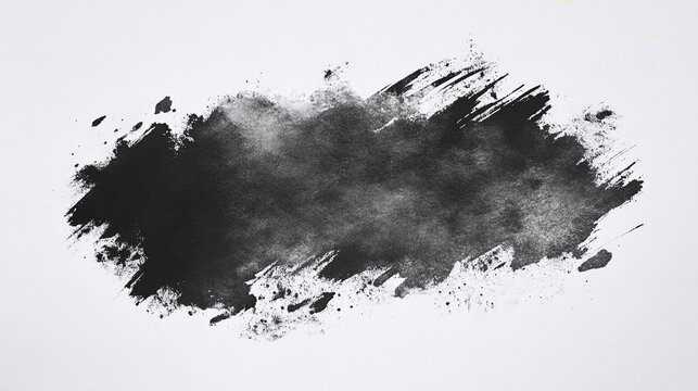 black watercolor effect on a wet white canvas background, overlay mask alpha ink drop layer centered on a white paper