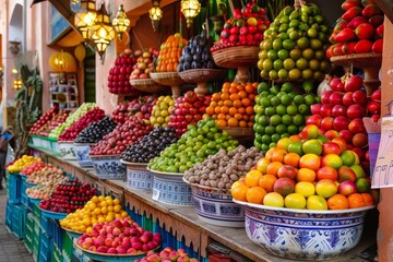 Obraz premium Vibrant Market Hues: Fruits and Veggies in Marrakech