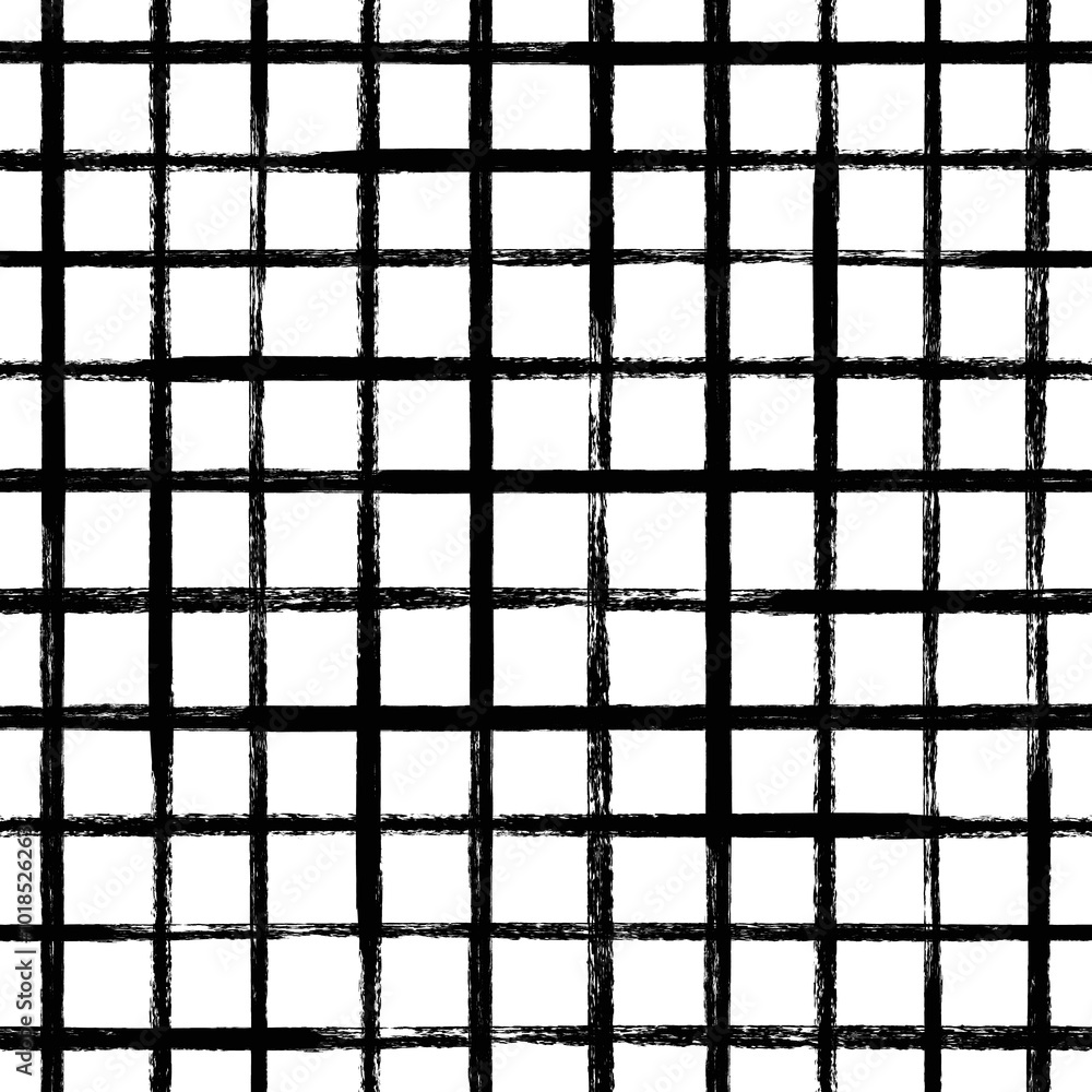 Poster vector tartan pattern. seamless black and white brush stroke background. plaid print with distress t