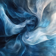 Obraz premium Abstract Blue and White Fabric Swirl: A mesmerizing abstract photograph featuring a swirling vortex of blue and white fabric. The soft.