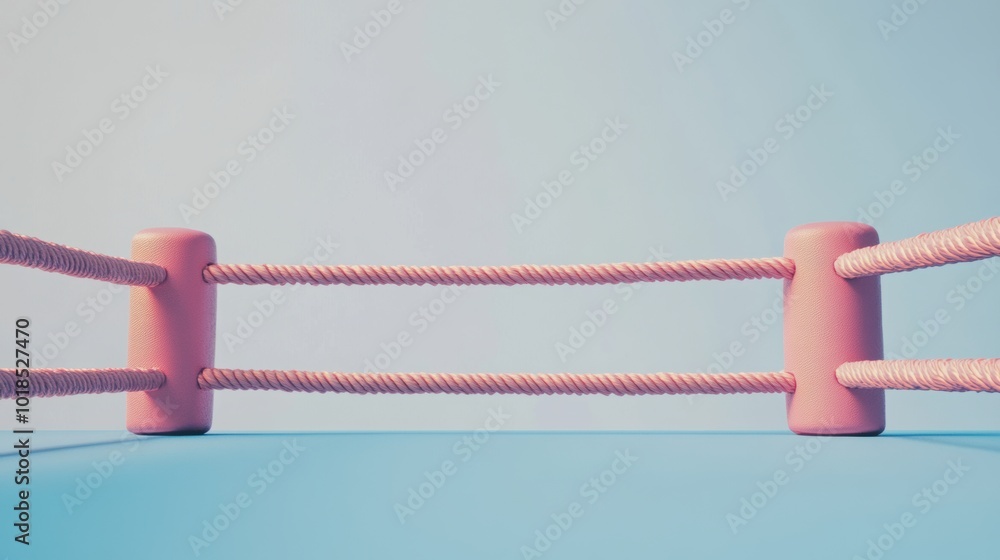 Poster minimalist boxing ring ropes, abstract design showcasing simple lines and shapes, emphasizing form a