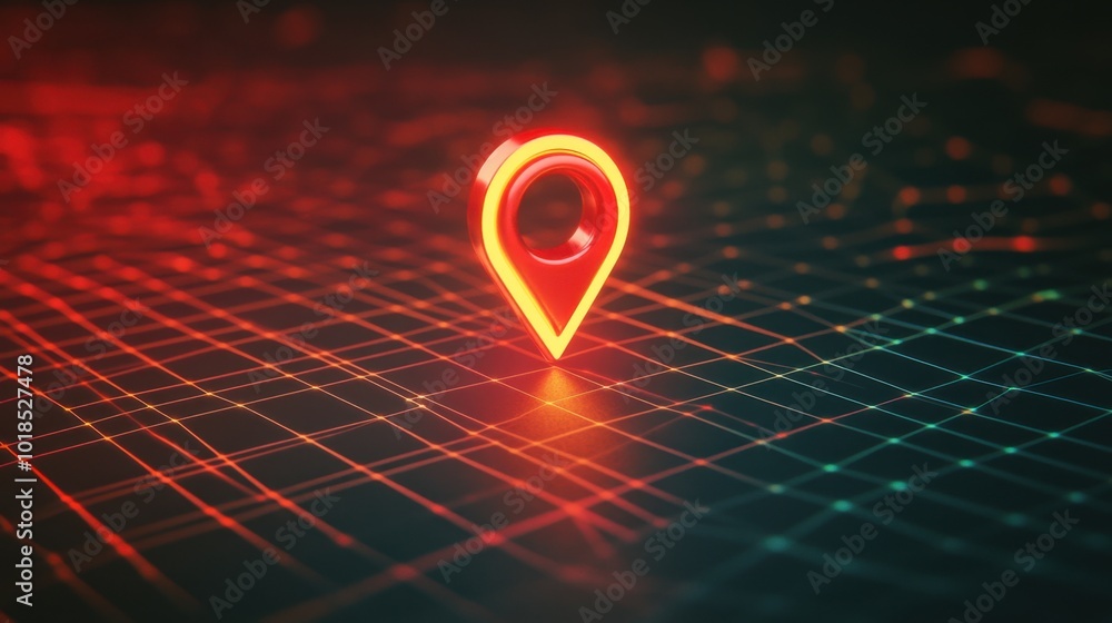 Poster a sleek 3d representation of a navigation symbol featuring a directional arrow and location marker, 