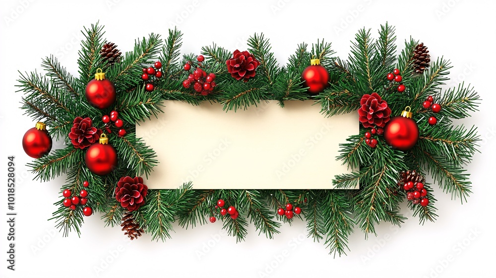 Poster isolated on white background with side space for letters 3d-render clay style festive garlands and b