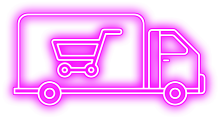 Delivery truck neon vector icon