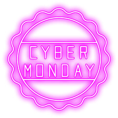 Cyber monday label neon vector icon