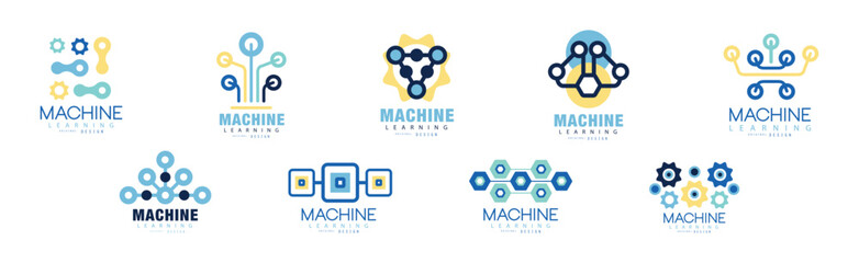 Learning Machine Logo and Label Original Design Vector Set