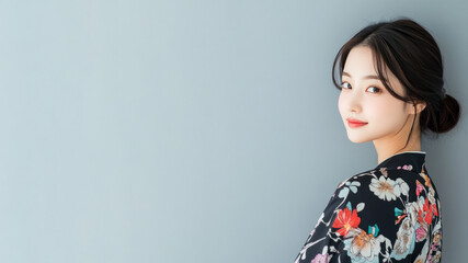 Korean woman wearing traditional middle east kaftan cloth costume