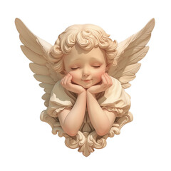 Cupid cherubs statue isolated on white background