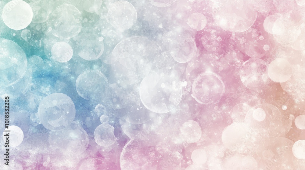 Poster abstract background with pastel bubbles and spots in soft tones, creating a playful pattern.