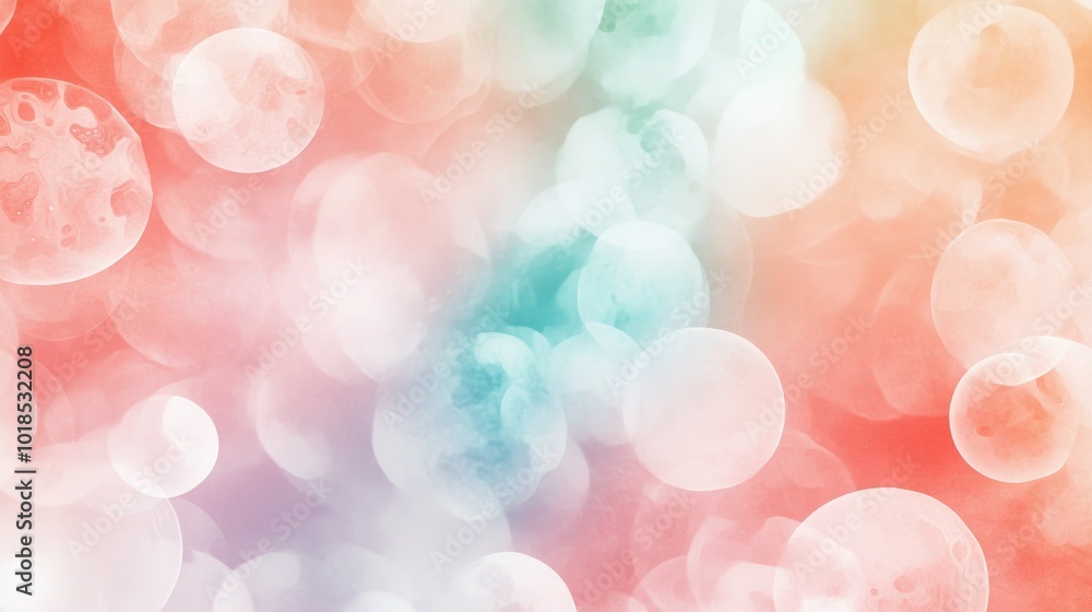 Poster abstract background with pastel bubbles and spots in soft tones, creating a playful pattern.