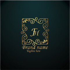 Web creative initial f h latter logo design with modern business vector template. luxury new f h logo design. creative isolated f h monogram logo design with golden color