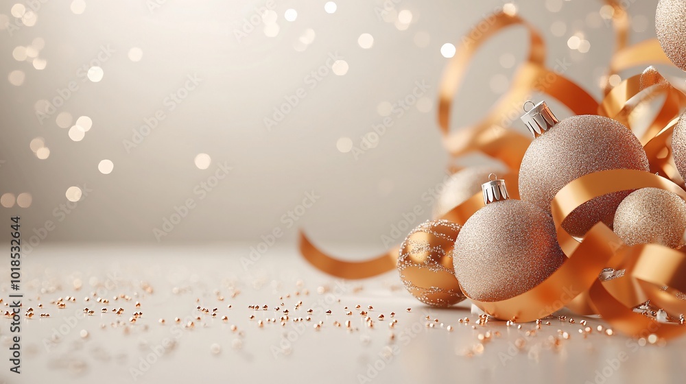 Poster isolated on white background with side space for letters 3d-render clay style festive ribbons and sp
