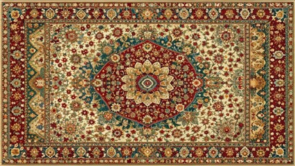 Fototapeta premium Vibrant and intricate Persian carpet pattern, Colorful, ornate, traditional, culture, handmade, detailed