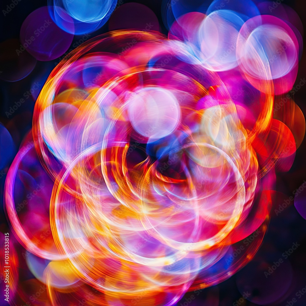 Sticker vibrant abstract circles of light creating a captivating pattern of colors, ideal for artistic and c