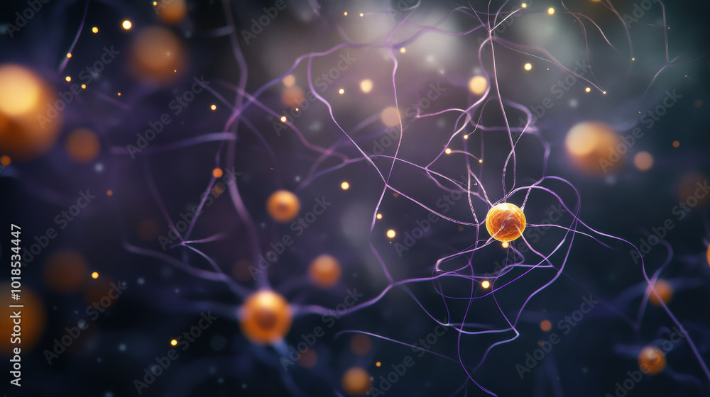 Poster detailed view of biological structure showcasing interconnected neurons and synapses, illustrating c
