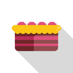 Simple colorful icon of a layered cake with frosting, a fun illustration for a bakery or cafe