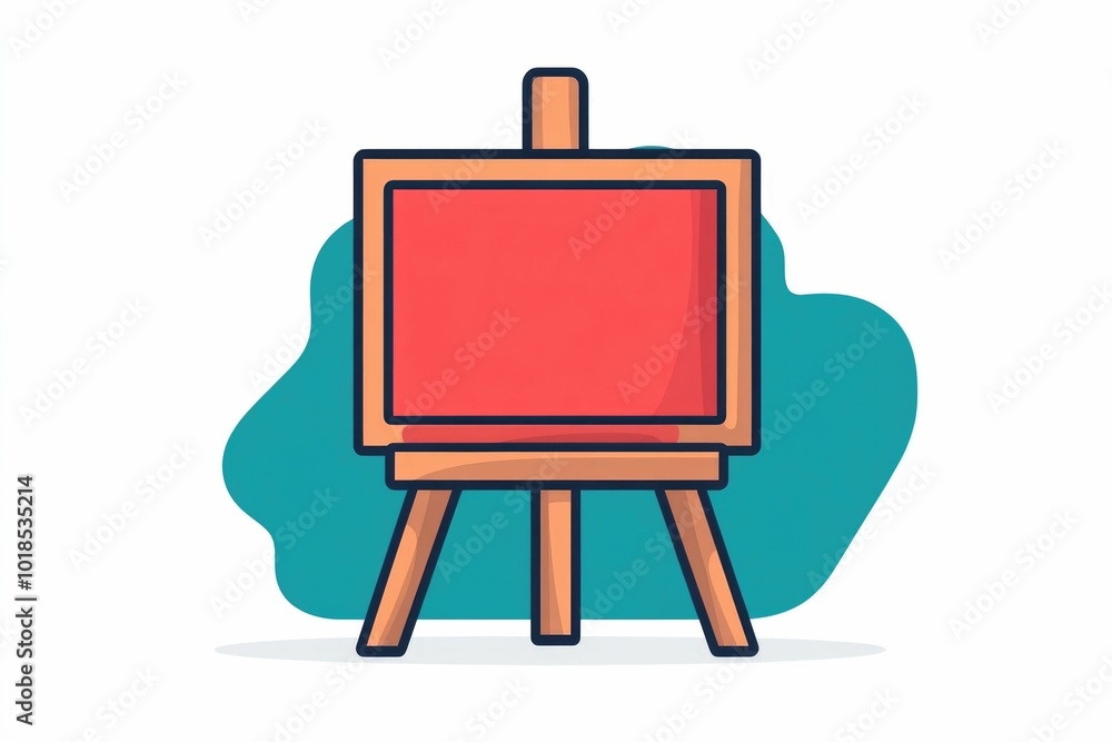 Aufkleber clean and minimalist icon depicting a canvas easel and paint palette in a flat simplified style perf