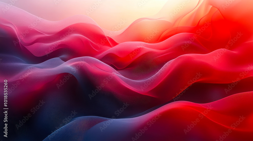 Poster abstract red and black fluid waves with smooth curves and gradient motion on modern minimal backdrop