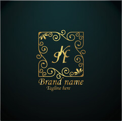 Web creative initial k h latter logo design with modern business vector template. luxury new k h logo design. creative isolated k h monogram logo design with golden color