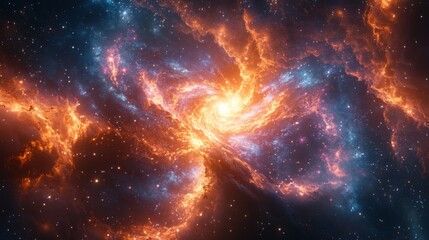 Fototapeta premium Close-up view of spiral galaxy's glowing center