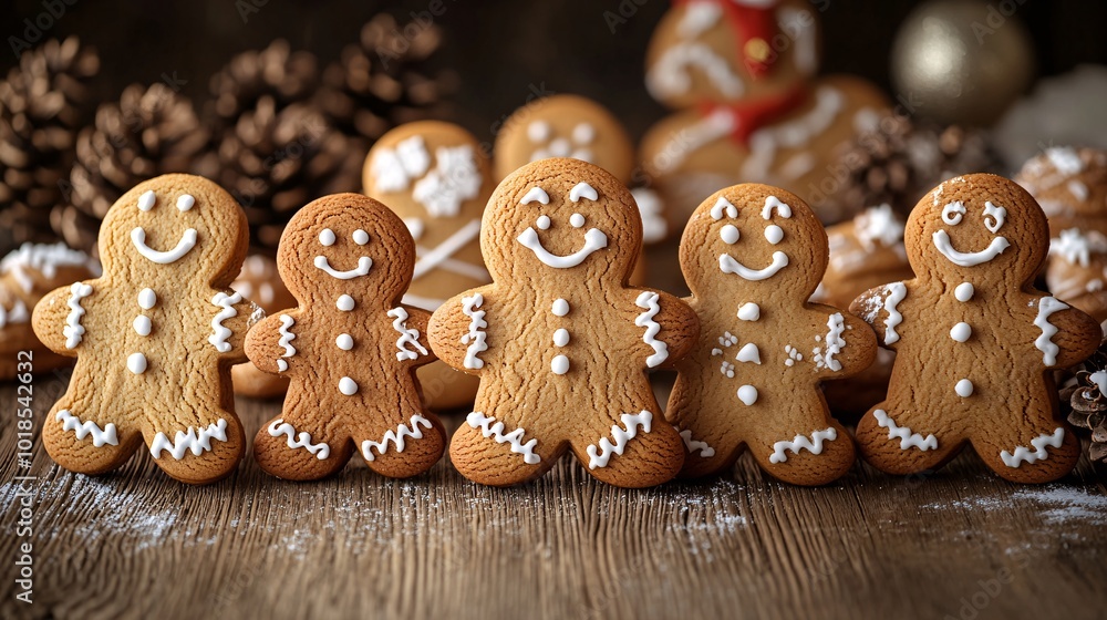 Poster photorealistic with side space for letters card mock-up surrounded by christmas cookies and gingerbr